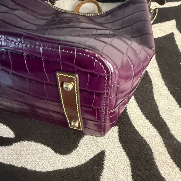 Dooney & Bourke Plum Croc-Embossed Shoulder Bag - Picture 14 of 15